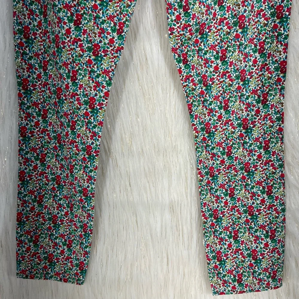 J.Crew Womens Toothpick Ankle Jeans Green Red Floral Pockets Denim 28 New